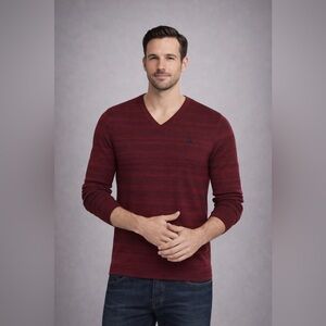 Express Men's V-Neck Sweater Heather Burgundy